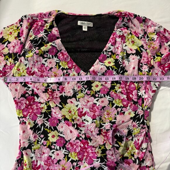 Coldwater Creek Floral Faux Wrap Top 2X Flowercore Y2K Coquette Multi Color - Picture 4 of 7
